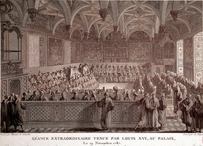 الأول من الثورة الفرنسية: جلسة استثنائية عقدها لويس السادس عشر (1754-1793) في قصر فرساي ، 19 نوفمبر بواسطة ابراهام جيرارديت
