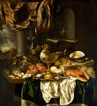 لا تزال الحياة مع المناظر الطبيعية ، 1650s بواسطة Abraham Hendricksz van Beyeren