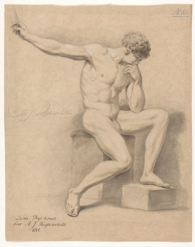 رجل جالس عاريًا ، يُرى من الأمام (الجائزة الثالثة 1805) بواسطة Abraham Johannes Ruytenschildt