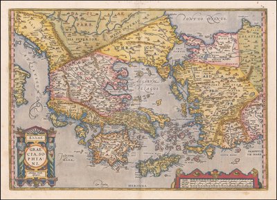 خريطة اليونان وغرب تركيا لعام 1584 بواسطة أبراهام أورتيليوس بواسطة إبراهيم أورتيليوس