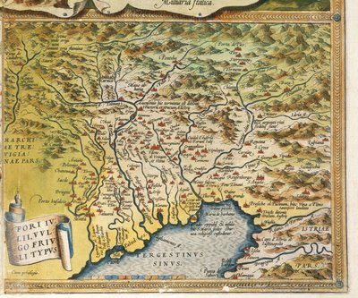 خريطة منطقة فريولي فينيتسيا جوليا ، من Theatrum Orbis Terrarum بواسطة أبراهام أورتيليوس بواسطة إبراهيم أورتيليوس