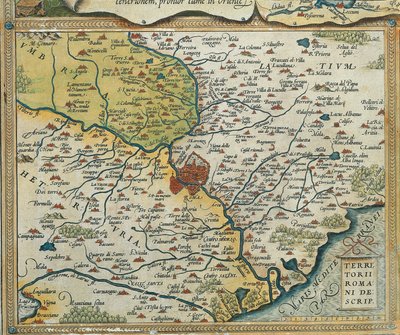 خريطة منطقة لاتسيو ، من Theatrum Orbis Terrarum بواسطة أبراهام أورتيليوس بواسطة إبراهيم أورتيليوس
