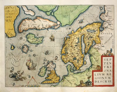 Map of Northern Europe, from Theatrum Orbis Terrarum by Abraham Ortelius بواسطة إبراهيم أورتيليوس