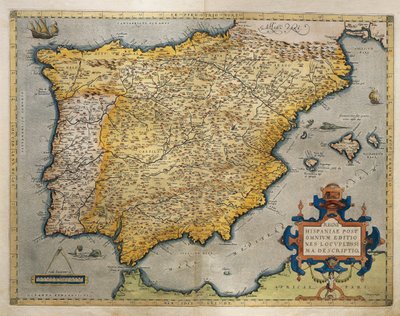 خريطة شبه الجزيرة الأيبيرية ، من Theatrum Orbis Terrarum بقلم أبراهام أورتيليوس بواسطة إبراهيم أورتيليوس