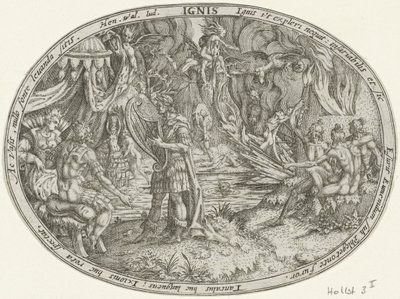 أورفيوس في العالم السفلي: عنصر النار Ignis (العنوان على الكائن) العناصر الأربعة (عنوان السلسلة) بواسطة أبراهام فان دن هيكن