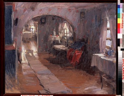 في منزل ريفي. لوحة رسمها أبرام يفيموفيتش أرخيبوف (1862-1930). زيت على قماش ، 71.5 × 88 سم بواسطة أبرام إيفيموفيتش أركيبوف