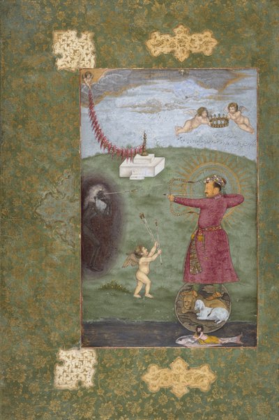 الإمبراطور Jahangir Triumphing Over Poverty ، c.1620-25 (ألوان مائية مبهمة ، ذهب وحبر على ورق) بواسطة أبو الحسن