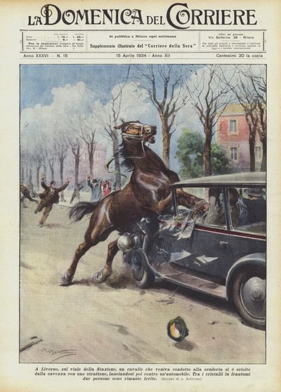 في Livorno ، في viale della Stazione ، انفصل حصان تم إحضاره إلى الاسطبلات؟ بواسطة Achille Beltrame