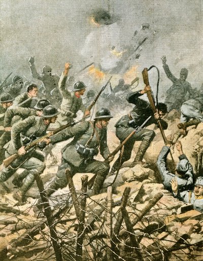 Assault on Mount Ortigara, by Achille Beltrame (1871-1945), illustration from La Domenica del Corriere بواسطة أخيل بيلترام