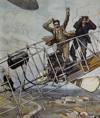 كارثة المنطاد De Bradski بالقرب من باريس ، فرنسا ، رسم توضيحي بواسطة Achille Beltrame لـ La Domenica del Corriere ، 26 أكتوبر بواسطة أخيل بيلترام