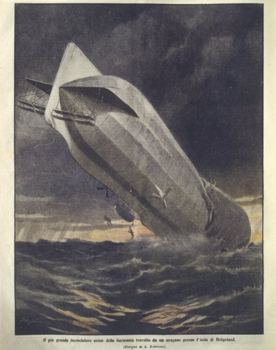 Cover illustration of German cruiser being swept away by hurricane near Heligoland Island بواسطة أخيل بيلترام