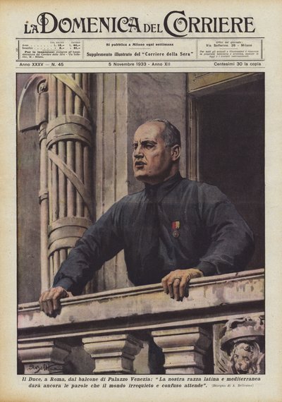 Il Duce ، في روما ، من شرفة Palazzo Venezia ، هل سيستمر سباقنا اللاتيني والبحر الأبيض المتوسط في العطاء؟ بواسطة Achille Beltrame