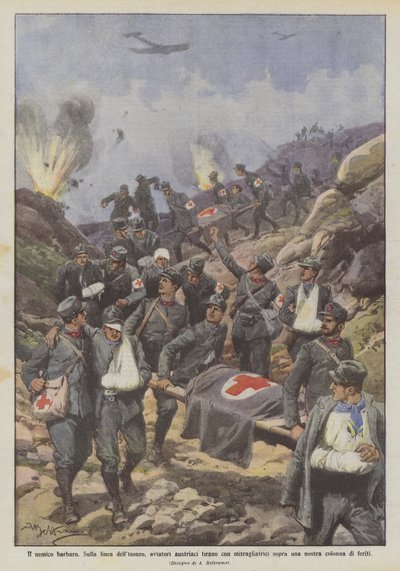 العدو البربري ، على خط Isonzo ، الطيارون النمساويون يطلقون النار على مدافع رشاشة على واحد؟ بواسطة أخيل بيلترام