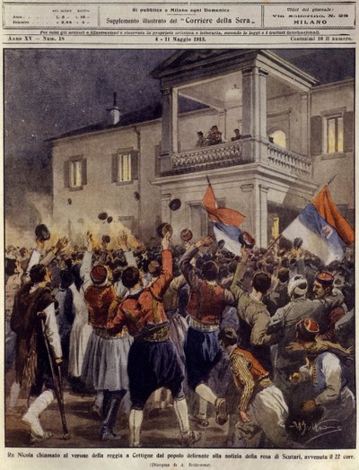 King Nicholas I of Montenegro before a crowd at Cettigne after the surrender of the city of Shkoder, May 4 بواسطة أخيل بيلترام