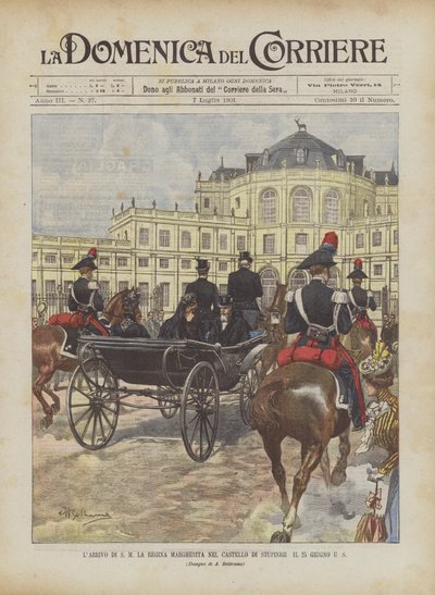 وصول SM مارجريتا في قلعة Stupinigi في 25 يونيو الولايات المتحدة بواسطة Achille Beltrame