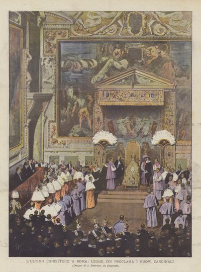 يعلن Leo XIII ، وهو آخر مجمع في روما ، الكرادلة الجدد بواسطة Achille Beltrame