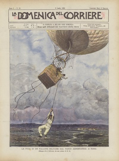 هروب بالون عسكري من متنزه Aerostatic في روما بواسطة Achille Beltrame