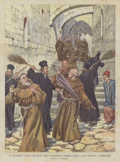 حدثت Baruffa المأساوية بين الرهبان اليونانيين والفرنسيسكان في القبر المقدس ، في القدس بواسطة أخيل بيلترام