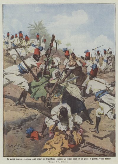 حرب أسكاري الأولى في طرابلس ، اعتقال جنود عرب في مكان واحد؟ بواسطة Achille Beltrame