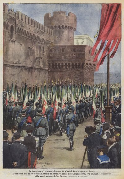 وضعت أعلام الحرب في Castel SantAngelo في روما بواسطة أخيل بيلترام