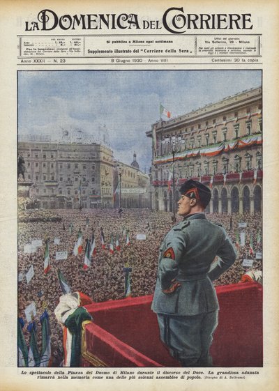 مشهد Piazza del Duomo في ميلان خلال خطاب Duce بواسطة Achille Beltrame