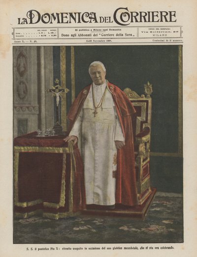 SS Pope Pius X ، صورة مصنوعة بمناسبة اليوبيل الكهنوتي ، الذي يتم الاحتفال به الآن بواسطة Achille Beltrame