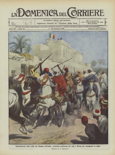 تقديم قبيلة المنصور إلى إيطاليا ، ركوب رائع للقادة إلى درنة لتسليم الأسلحة بواسطة أخيل بيلترام