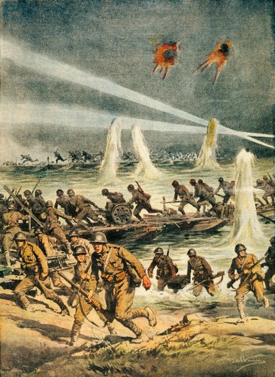 The Japanese advance in China during Sino-Japanese War (1937-1945), Achille Beltrame (1871-1945), from La Domenica del Corriere, China, 20th century بواسطة أخيل بيلترام