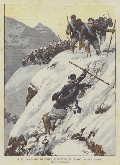 اصطدم قبطان من Alpini في واد خلال مسيرة على جبل Telegrafo بواسطة Achille Beltrame