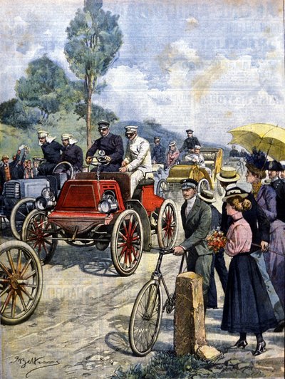 الجولة الأولى من إيطاليا بالسيارة في عام 1901 التوضيح من قبل أخيل بيلترام بواسطة أخيل بيلترام