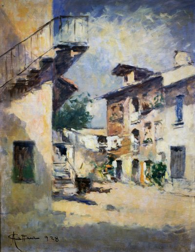 الجزء الداخلي من الفناء الريفي، من تصميم أشيل كاتانيو (1872-1931). إيطاليا، القرن العشرين. بواسطة أخيل كاتانيو