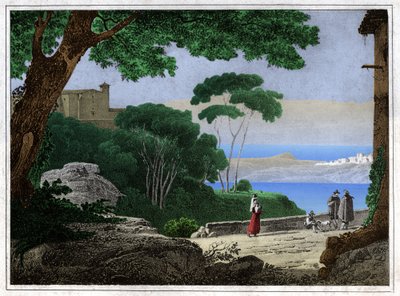 بحيرة ألبانو. (نقش ، حوالي 1820) بواسطة أشيل إتنا ميشالون