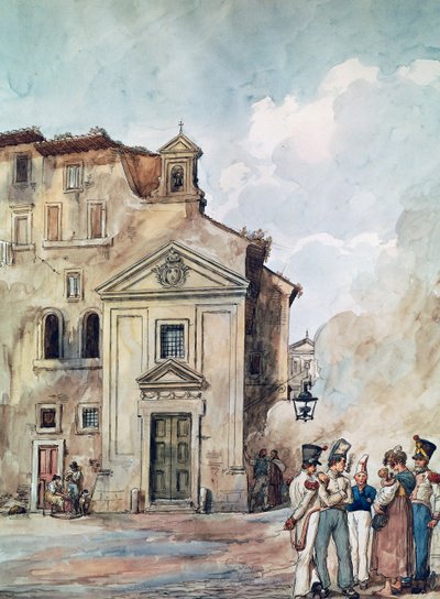 كنيسة الأمم الأربع في روما ، بواسطة أخيل بينيلي (1809-1841) ، إيطاليا بواسطة أخيل بينيلي