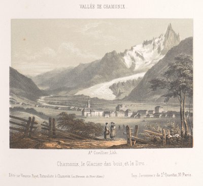 منظر لـ Aiguille de Bionnassay مع النهر الجليدي Aiguille et Glacier de Bionnassay (العنوان على الكائن) ذكرى شاموني مونت بلانك (عنوان المسلسل) متحف دو مونت بلانك (عنوان السلسلة على الكائن) بواسطة فرانسوا لويس كاتير