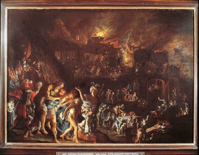 The Burning of Troy, c. 1604 (oil on copper) بواسطة آدم الشيمر