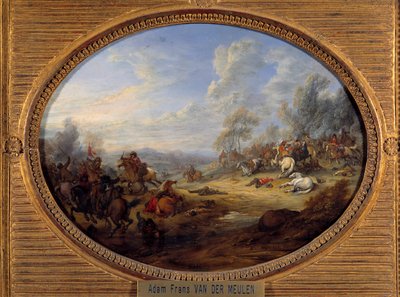 صدمة الفرسان معركة تحت حكم لويس الرابع عشر. لوحة لآدم فان دير ميولين (1632-1690) صن. 0،2 × 0،27 م بواسطة Adam Frans van der Meulen