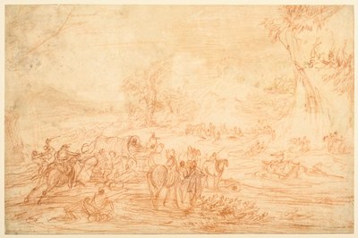 منظر طبيعي بهجوم على قافلة من المدربين بواسطة Adam Frans van der Meulen