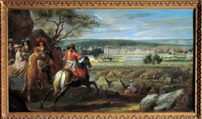View of the castle of Fontainebleau in 1669, with Louis XIV (1638-1715) and Marie Therese of Austria (1638-1683) Painting by Adam Frans van der Meulen (1632-1690) 1669 Sun. 0,53x0,95 m. بواسطة Adam Frans van der Meulen