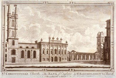 بنك إنجلترا ، St Christopher-le-Stocks و St Bartholomew-by-the-Exchange ، لندن ، c1775 بواسطة آدم سميث