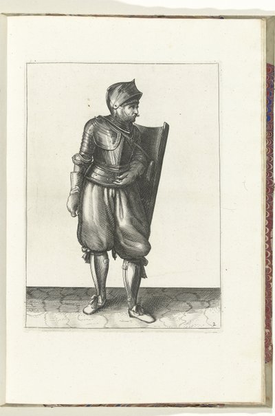 التمرين مع التارج والسيف: يجلب الجندي القميص من الخلف فوق الكتف الأيسر (رقم 2) ، 1618 دي ناساوش وابن هاندلينج ، فان شيلت ، جواسيس ، رابير إند تارج: بيدي فيجويرليك مصورة ، نهاية مطروحة بعد ترتيب جديد [لـ] (... بواسطة آدم فان برين