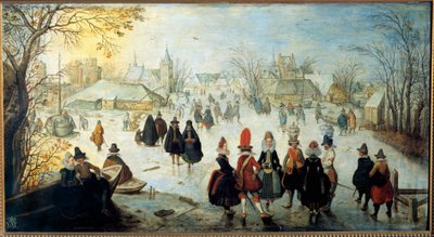 لوحة ليه المتزلجين بواسطة آدم فان برين (1599-1665) القرن السابع عشر الشمس. 0،35x0،65 م بواسطة آدم فان برين