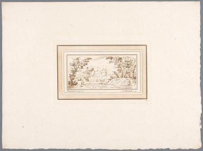 منظر طبيعي للنهر مع جدار قلعة المطبوعات بعد رسومات جويرسينو المحفوظة في Hofbibliothek في فيينا (عنوان السلسلة) Recueil d