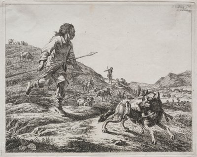 الراعي يطارد الذئب ، 1803. بواسطة آدم فون بارتش