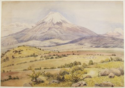تظهر السحابة في الساعة 10:30 صباحًا Popocatépetl من Atlixco ، بويبلا ، المكسيك (ألوان مائية ولون للجسم) بواسطة أديلا بريتون