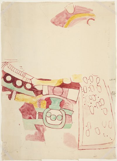 Copy of fragments of paintings from Teotihuacan, Mexico State (watercolor) بواسطة أديلا بريتون