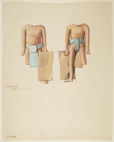 Front and back of a headless figure with half of right leg and right hand missing (watercolor) بواسطة أديلا بريتون