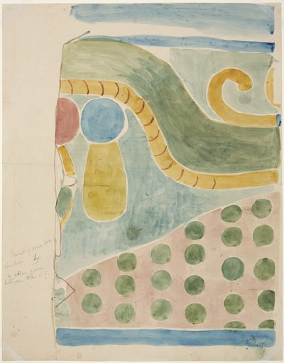 Painting of part of a mural depicting a human sacrifice from over the inner door of the inner chamber Upper Temple of the Jaguars, Chichen Itza, Mexico (watercolor) بواسطة أديلا بريتون