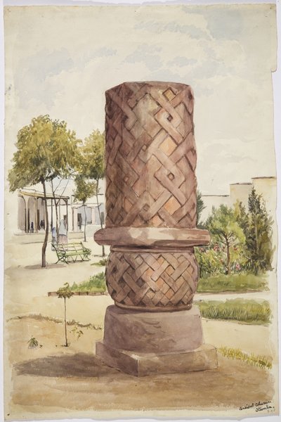 Statue or column at Otumba, Mexico (watercolor) بواسطة أديلا بريتون