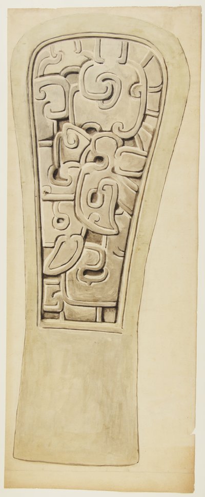 Stone relief from Veracuz, Mexico (watercolor & graphite) بواسطة أديلا بريتون