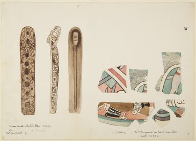 Wooden and pottery objects all decorated, from the Sacred Cenote, Chichen Itza, Yucatan, Mexico بواسطة أديلا بريتون